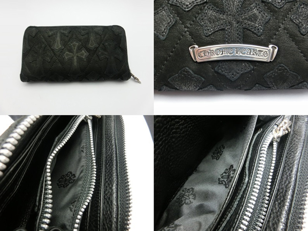 クロムハーツ 長財布 セメタリーキルテッド クロス デストロイレザー Chromehearts 017