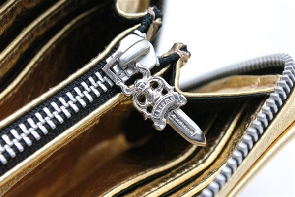 クロムハーツ 財布 コピー ラウンドファスナー長財布 ゴールドレザー Chromehearts 019