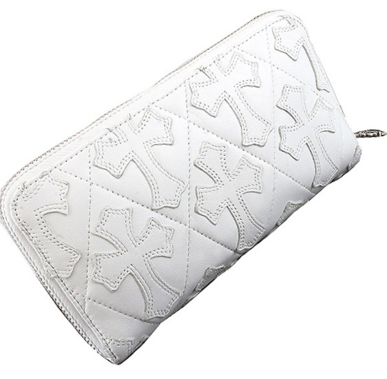 クロムハーツ 財布 コピー REC-F 長財布 セメタリークロス ホワイトレザー Chromehearts 022