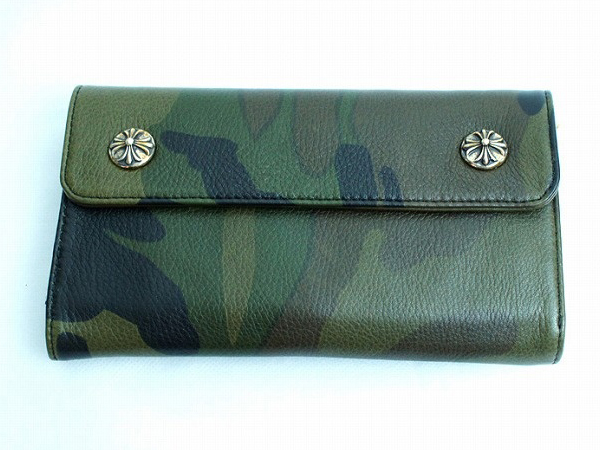 クロムハーツ 財布 コピー ウェーブ クロスボタン フラップ 長財布 迷彩 Chromehearts 027