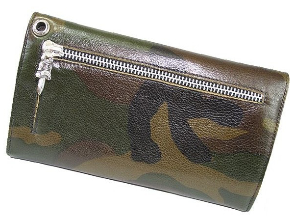 クロムハーツ 財布 コピー ウェーブ クロスボタン フラップ 長財布 迷彩 Chromehearts 027