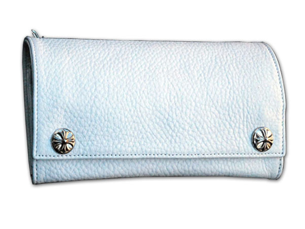 クロムハーツ ロングウォレット クロスボタン ホワイトレザー Chromehearts 038