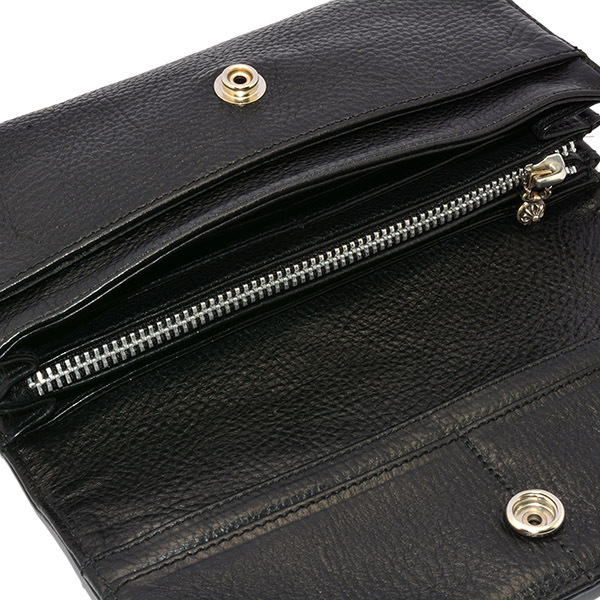 クロムハーツ ウェーブ ウォレット クロスボタン ヘビーレザー Chromehearts 042