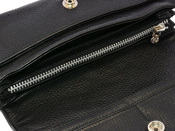 クロムハーツ ウェーブ ウォレット クロスボタン ヘビーレザー Chromehearts 042
