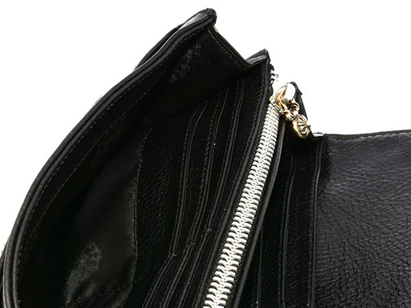 クロムハーツ ウェーブ ウォレット クロスボタン ヘビーレザー Chromehearts 042
