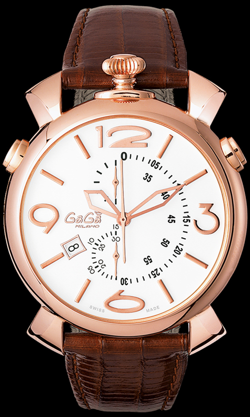 GAGA MILANO ガガミラノスーパーコピー THIN CHRONO 46MM 18ｋPGコーティング 時計 5098.01BW