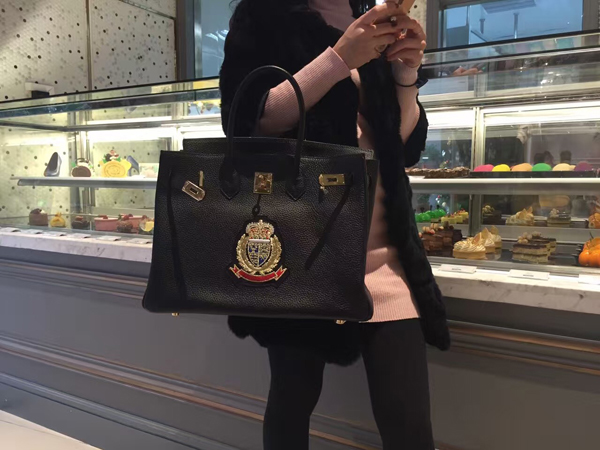 エルメスバーキン コピー 30 HERMES ハンドバッグ 塗鴉Black ゴールド金具 トゴ Ｑ刻印