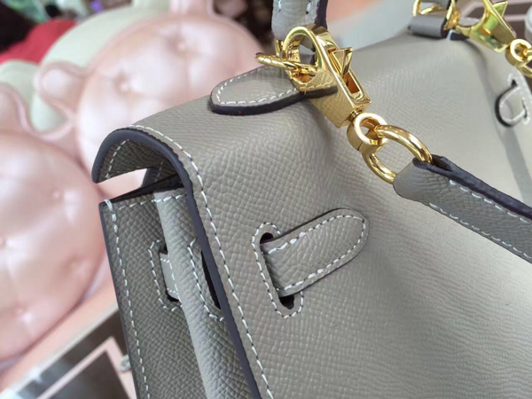 エルメスケリー コピー HERMES 20cm Kelly 内縫 エプソン ローズコンフェッティ Gray