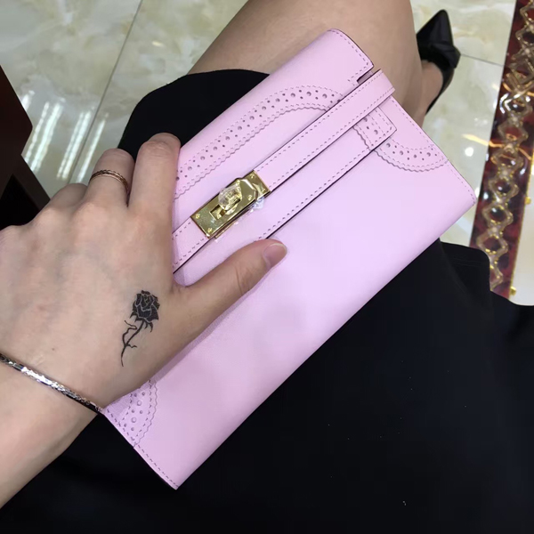 エルメス HERMES Kelly ケリーウォレット/ギリーズGhilliesローズサクラ ゴールド金具