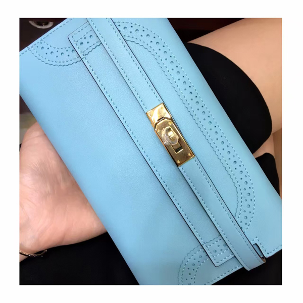 エルメス HERMES ケリーロング長財布 ギリーズ 奇跡のティファニーブルー
