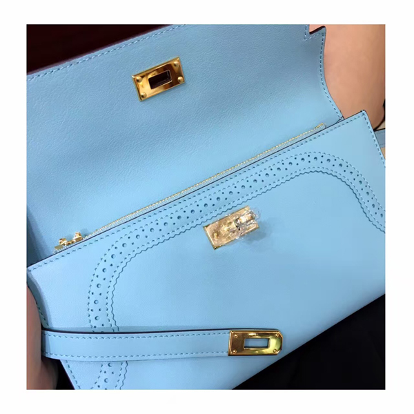 エルメス HERMES ケリーロング長財布 ギリーズ 奇跡のティファニーブルー