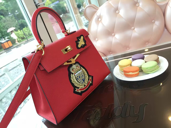 エルメスケリー コピー HERMES 20cm Kelly 内縫 エプソン ローズコンフェッティ Red