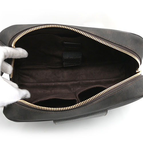 ダンヒル dunhill ディーエイト 【D-8】 カーフレザー＆塩化ビニール セカンドバッグ ダークブラウン L3LK91B
