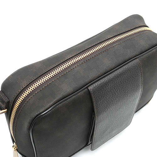 ダンヒル dunhill ディーエイト 【D-8】 カーフレザー＆塩化ビニール セカンドバッグ ダークブラウン L3LK91B