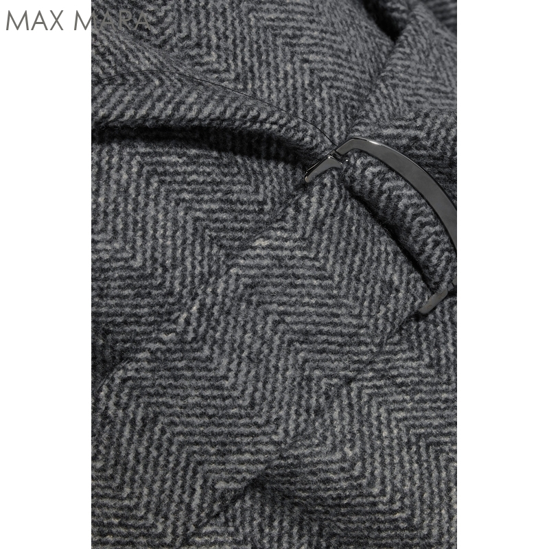 16-17AW★マックスマーラ【Max Mara】ウール ヘリンボーン ベルト付 ガウン コート