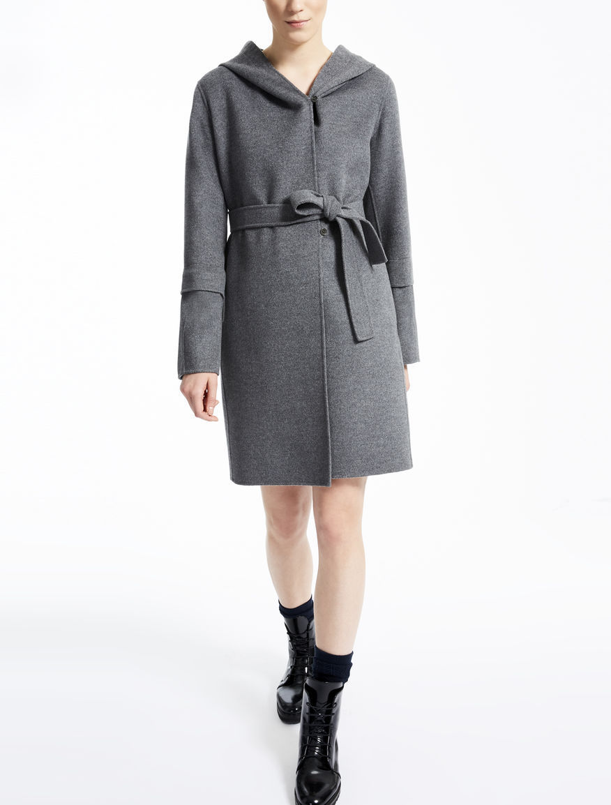 マックスマーラ【Max Mara】★BCOAT★CUBEのフード付きウール100％コートグレー
