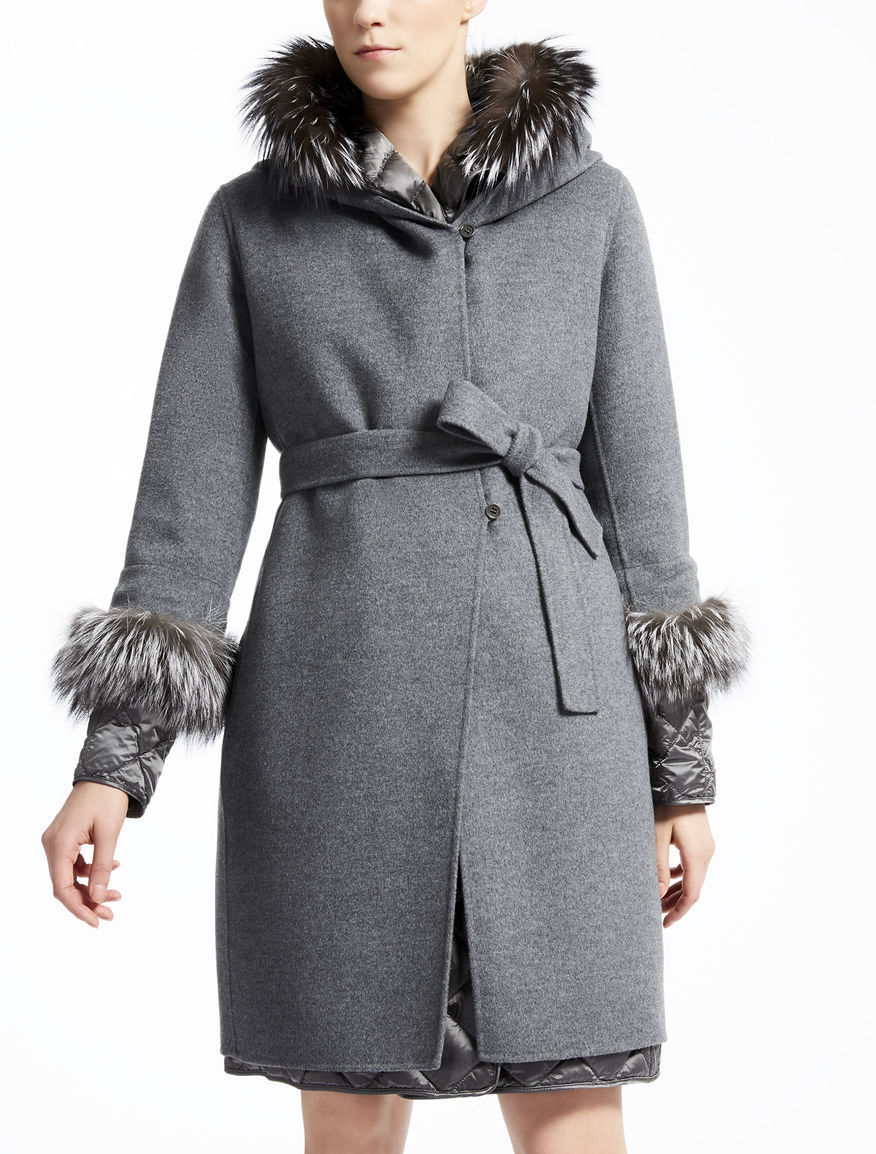 マックスマーラ【Max Mara】★BCOAT★CUBEのフード付きウール100％コートグレー