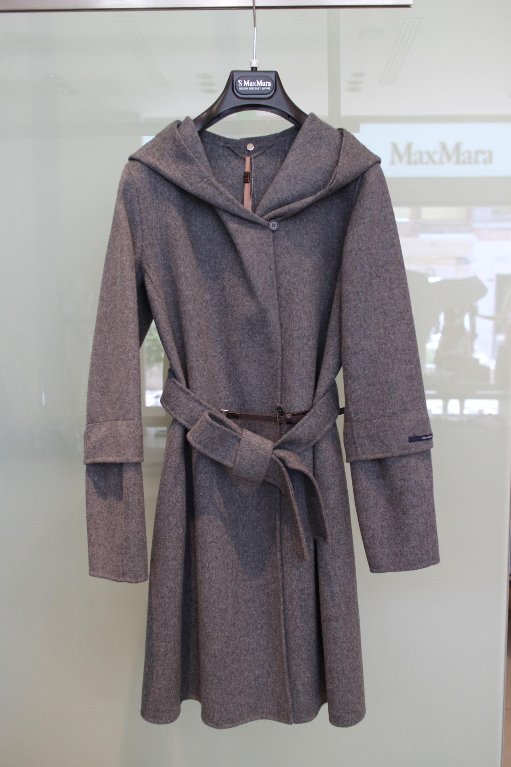 マックスマーラ【Max Mara】★BCOAT★CUBEのフード付きウール100％コートグレー