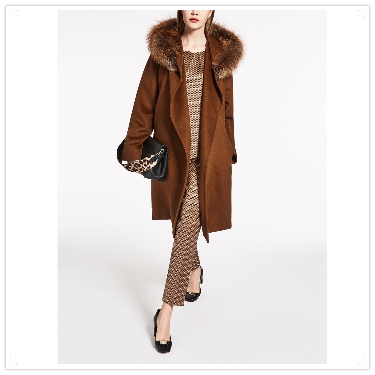16-17AWマックスマーラ【Max Mara】MANGO ファー付きヴァージンウールコート