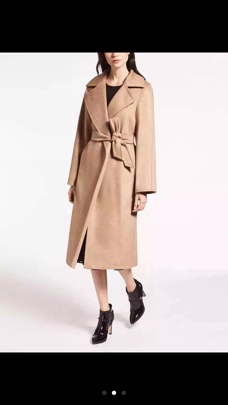 マックスマーラ【Max Mara】大人気 ベルト付き キャメルラップコート ブラック