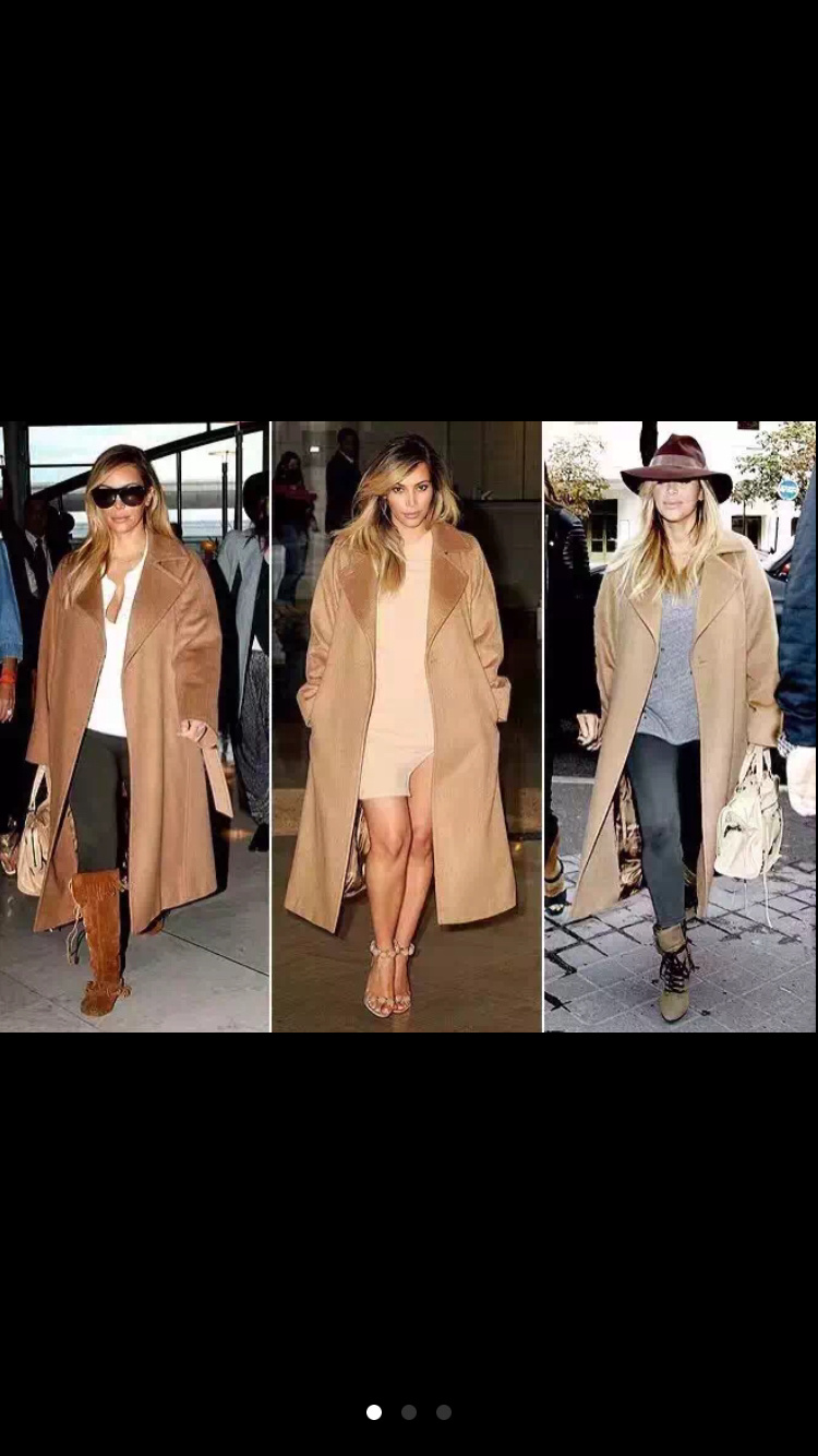 マックスマーラ【Max Mara】大人気 ベルト付き キャメルラップコート ブラック