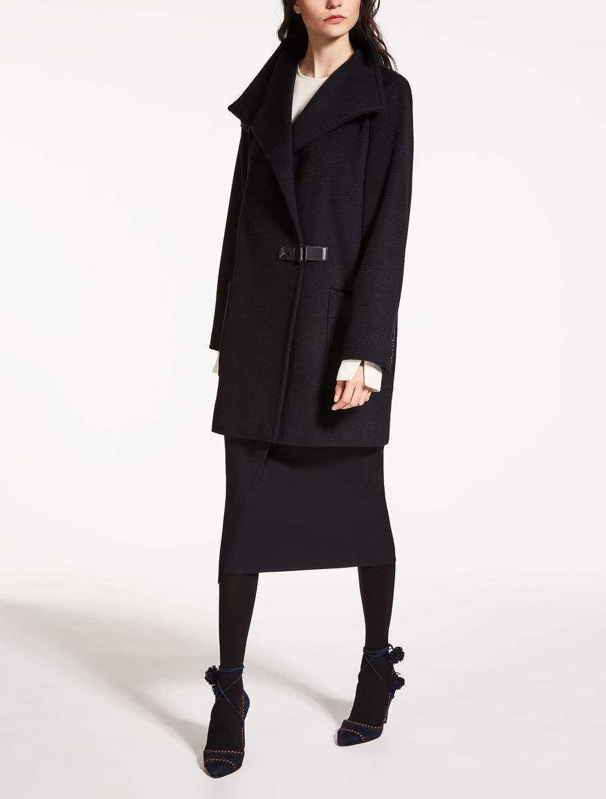 マックスマーラ【Max Mara】キャメル素材コート　ネイビー