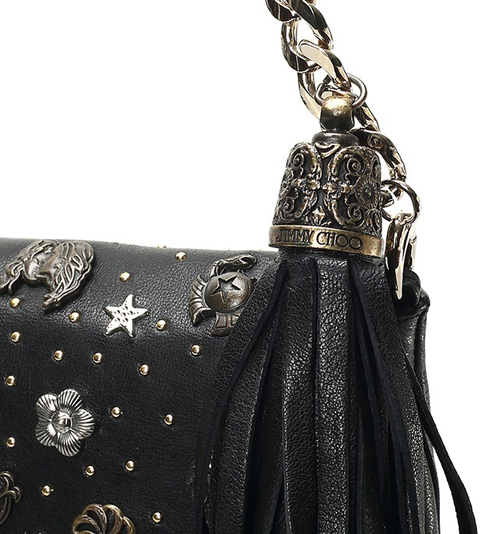 Jimmy Chooジミーチュウ スーパーコピー マルチスタッドタッセルショルダーバッグ_BLACK