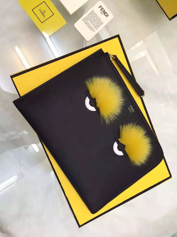 2015新作 FENDI フェンディ スーパーコピー キュートなモンスター クラッチバッグ ブラック