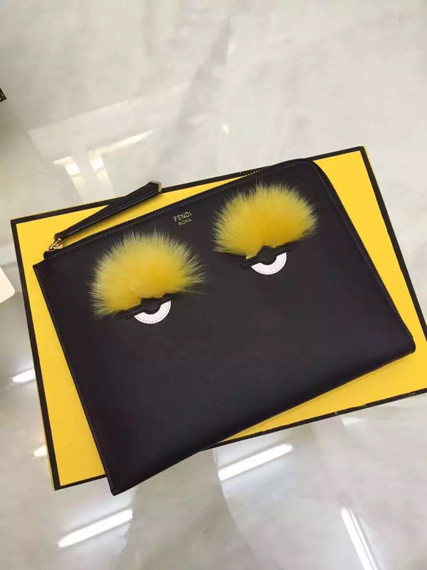 2015新作 FENDI フェンディ スーパーコピー キュートなモンスター クラッチバッグ ブラック