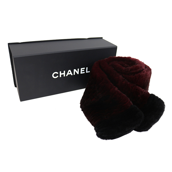 即発 シャネル【CHANEL】オリラグ ファーマフラー A73766 ボルドー