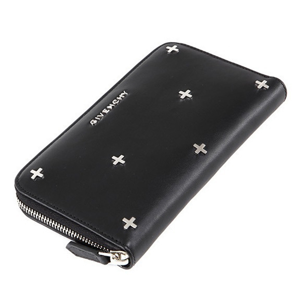 GIVENCHY 16AW PANDORA ジバンシィ財布スーパーコピー クロススタッド ファスナー長財布_BLACK BC06276683001