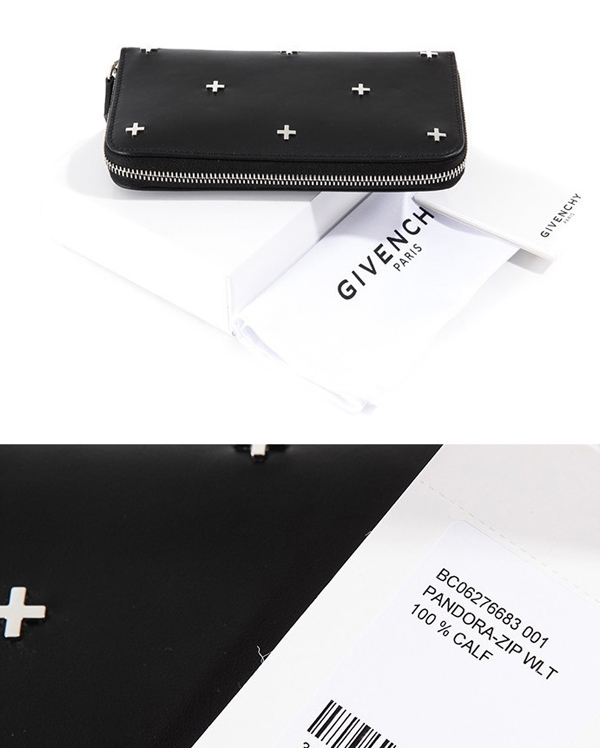 GIVENCHY 16AW PANDORA ジバンシィ財布スーパーコピー クロススタッド ファスナー長財布_BLACK BC06276683001