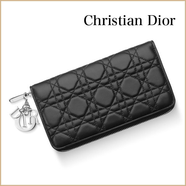 【新品】【Christian Dior】クリスチャンディオールLADY DIOR ジップ長財布