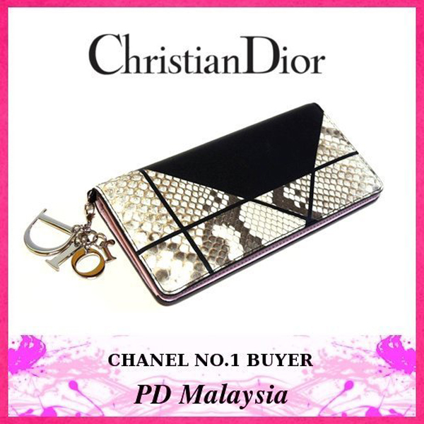 ★【Christian Dior】クリスチャンディオール★INピンク×２つ折り財布×パイソン★最新作★