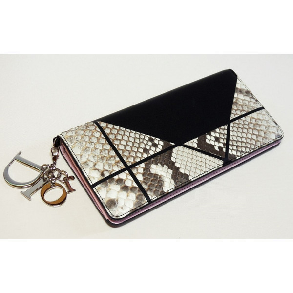 ★【Christian Dior】クリスチャンディオール★INピンク×２つ折り財布×パイソン★最新作★