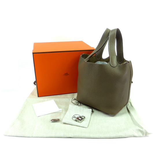 即発【HERMES】ピコタンロックPM エトゥープ トリヨン □R刻