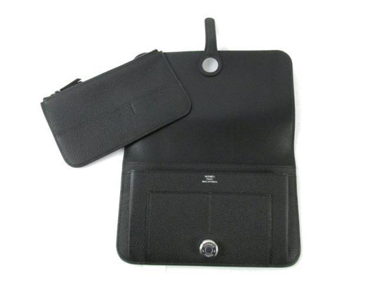 ★HERMES/エルメス★ドゴンGM×２つ折り財布×BLACK★激レア★