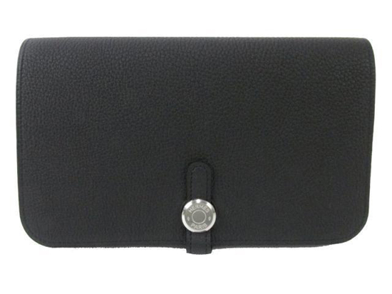 ★HERMES/エルメス★ドゴンGM×２つ折り財布×BLACK★激レア★
