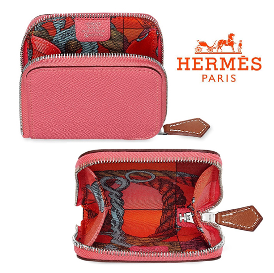 可愛い！ローズアザレ★HERMES シルクイン コインケース