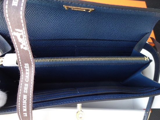 HERMES 稀少なケリーウォレット★ネイビーXゴールド金具★即発