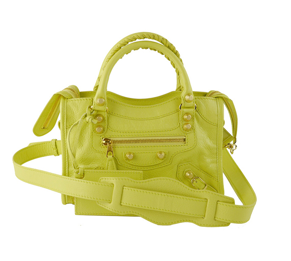 2016新作 バレンシアガバッグスーパーコピー Balenciaga ゴールドスタッズ　ミニシティ　レモンイエロー