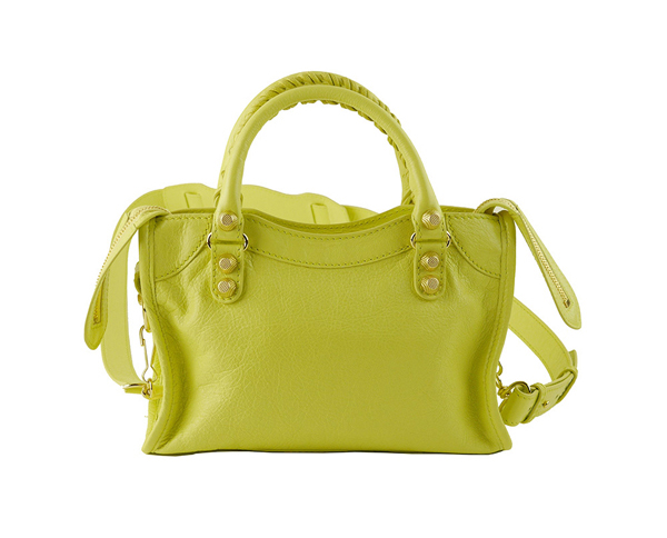 2016新作 バレンシアガバッグスーパーコピー Balenciaga ゴールドスタッズ　ミニシティ　レモンイエロー