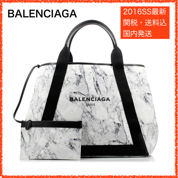 2016SS最新★2016新色 BALENCIAGA バレンシアガスーパーコピー☆キャンバス トート M マーブル