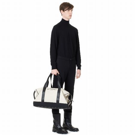 Canvas×Calf ☆2016新色 BALENCIAGA バレンシアガスーパーコピー☆ NAVY 24H トラベルバッグ(2way)