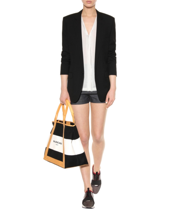 BALENCIAGA バレンシアガスーパーコピー NAVY CABAS トート ストライプ M ☆ミディアム