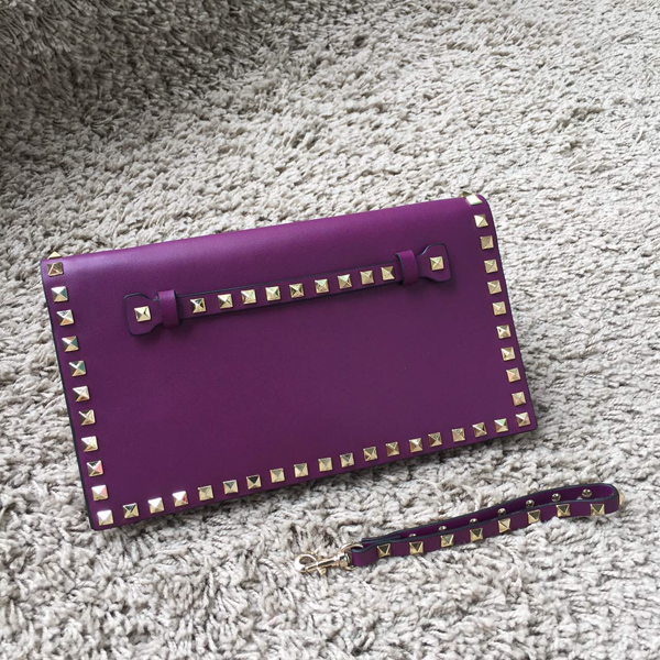2016新作【Valentino ヴァレンティノスーパーコピー】Rockstudクラッチ Purple IW8B0399NWB