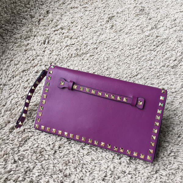 2016新作【Valentino ヴァレンティノスーパーコピー】Rockstudクラッチ Purple IW8B0399NWB