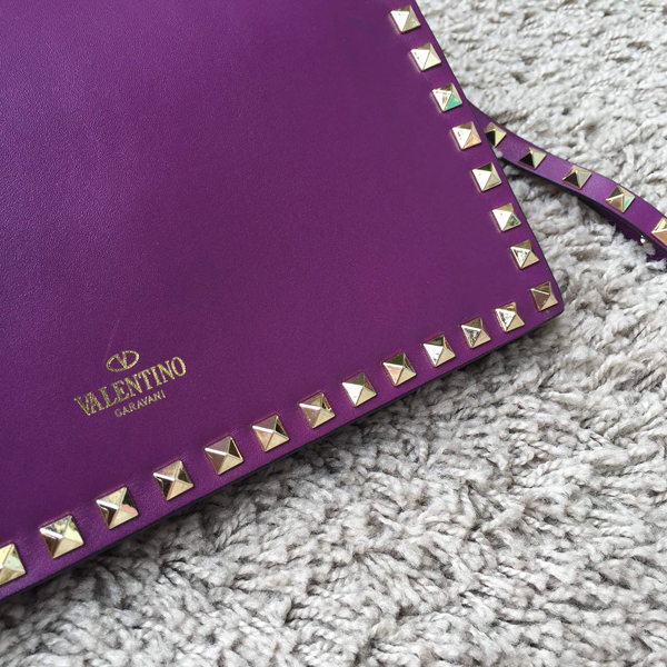 2016新作【Valentino ヴァレンティノスーパーコピー】Rockstudクラッチ Purple IW8B0399NWB