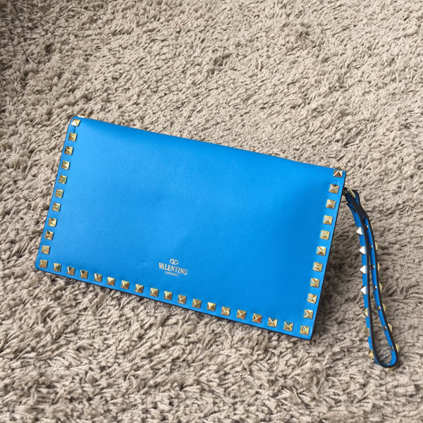 15新作【Valentino ヴァレンティノスーパーコピー】Rockstudクラッチ ブルー IW16B0399NWB