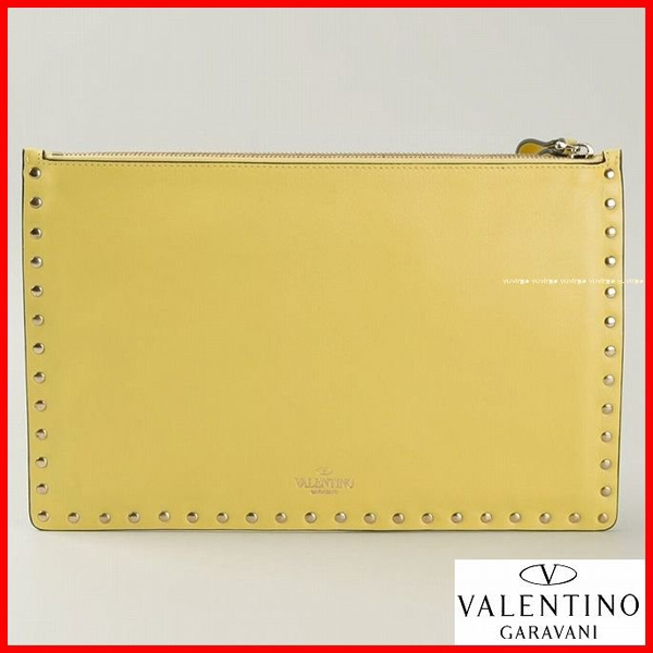 2016新作【Valentino ヴァレンティノスーパーコピー】RockstudクラッチバッグＬ Yellow